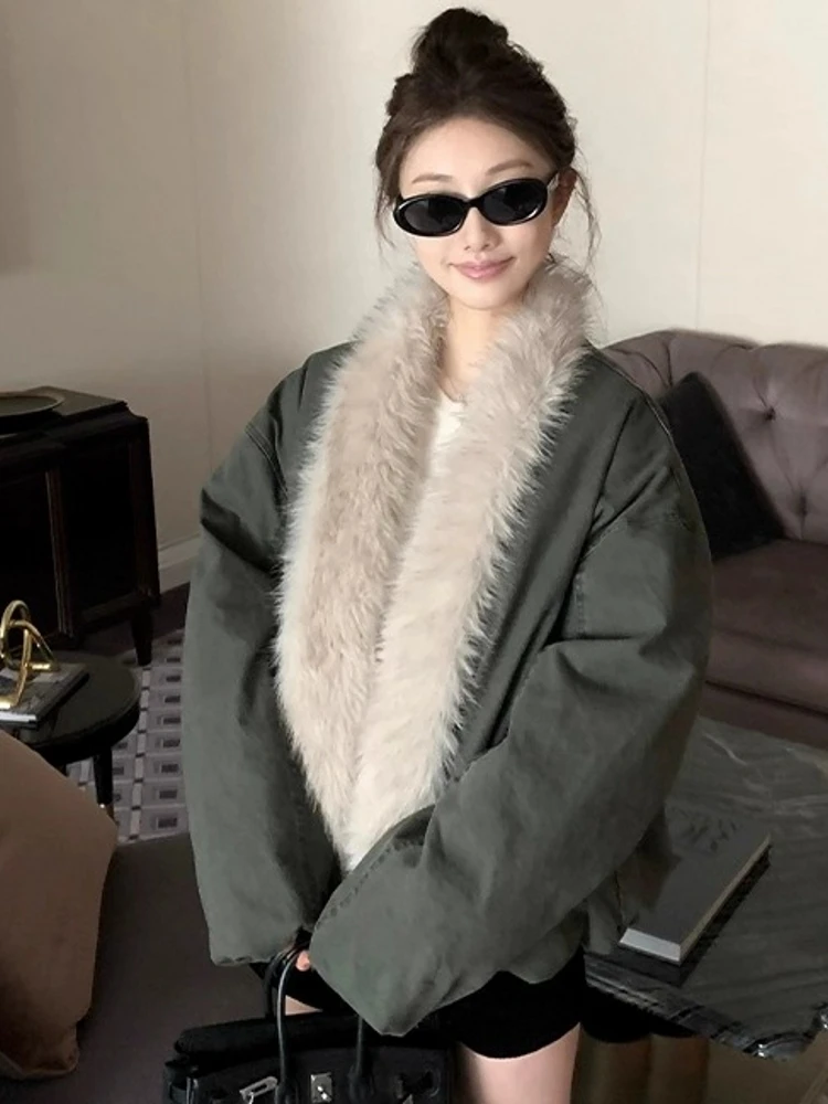 Loose Fit Korean Sle Women's Cotton Jaet with Waed Leather Collar Autumn Winter Outerwear Comfortable Casual Coat
Loose Fit Korean Sle Women's Cotton Jaet with Waed Leather Collar Autumn Winter Outerwear Comfortable Casual Coat