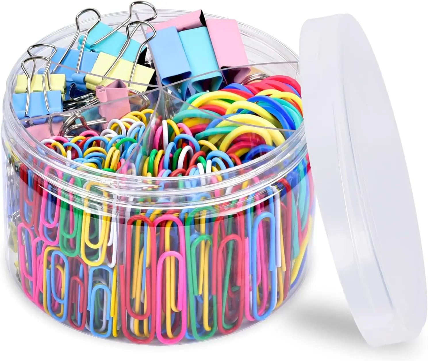 Paper Clips and Binder Clips Set, 300pcs Assorted Sizes with Rubber Bands, Colorful Office Supplies for School Home Organization
Paper Clips and Binder Clips Set, 300pcs Assorted Sizes with Rubber Bands, Colorful Office Supplies for School Home Organization