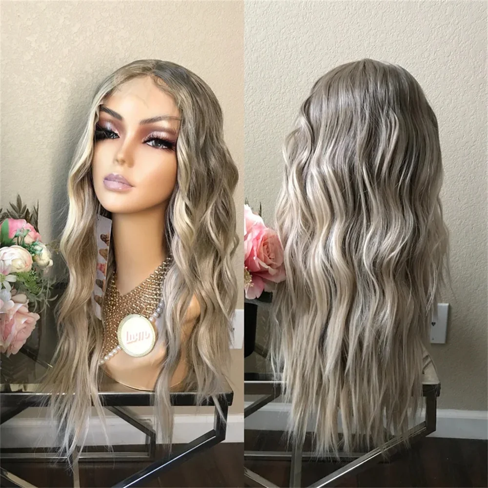 24'' lace front Wig Ash highlight blonde synthetic wig alopeica chemo wigs Glueless Wigs for Women Heat Resistant Fibre
24'' lace front Wig Ash highlight blonde synthetic wig alopeica chemo wigs Glueless Wigs for Women Heat Resistant Fibre