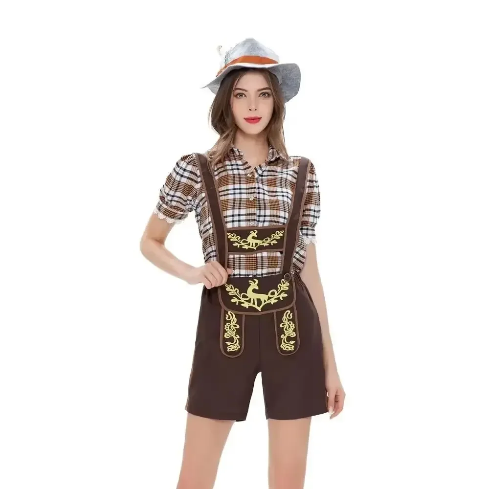 Dancing Stage Costumes German Traditional Beer Festival Dress Plaid Shirt Women Beer Halter Suit Multi- Shoot Sportswear
Dancing Stage Costumes German Traditional Beer Festival Dress Plaid Shirt Women Beer Halter Suit Multi- Shoot Sportswear