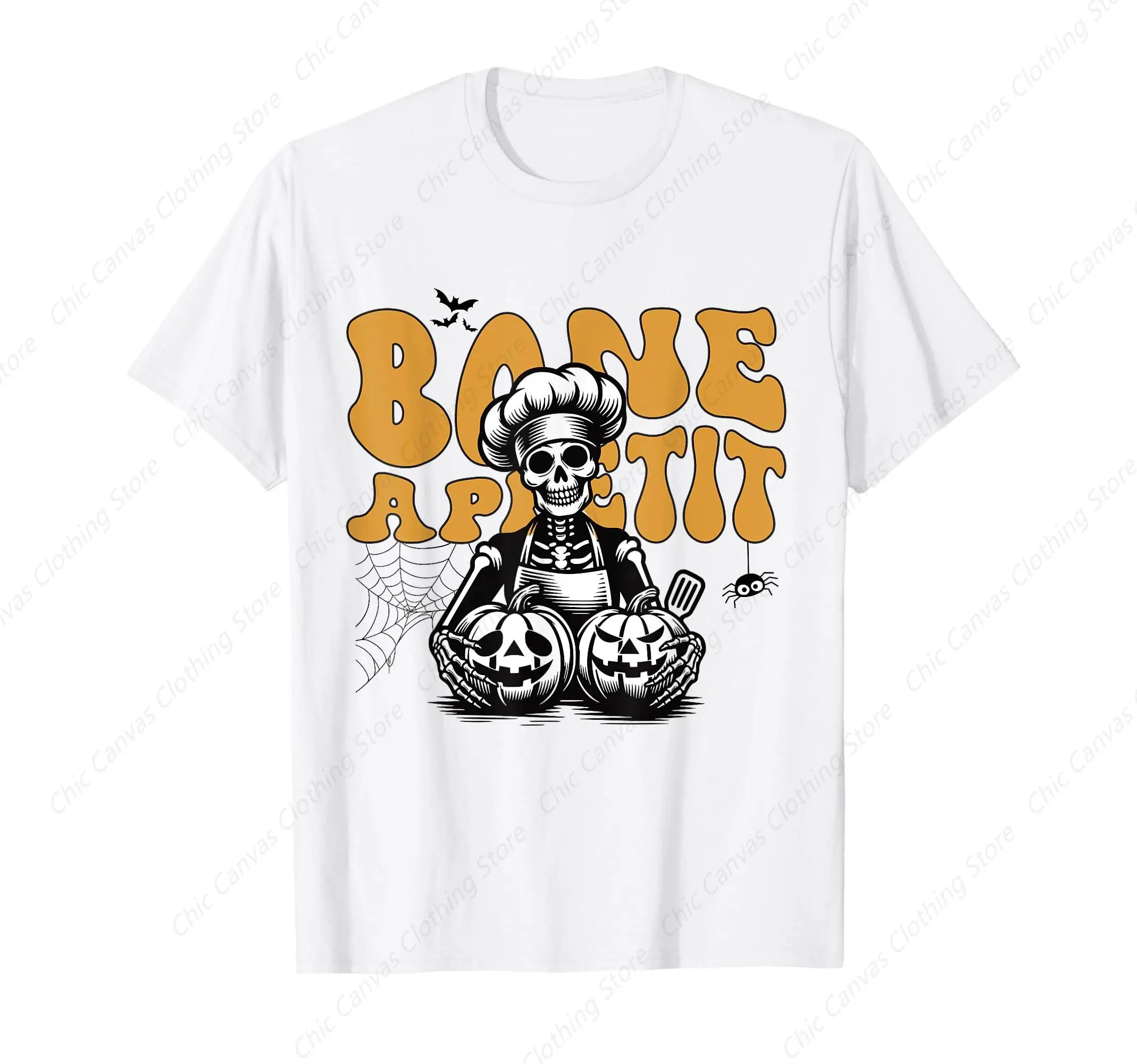 Bone Appetit T-shirt Skeleton Chef Halloween T-shirt Pure Cotton Fun Printed Men's Gift White Short Sleeve
Bone Appetit T-shirt Skeleton Chef Halloween T-shirt Pure Cotton Fun Printed Men's Gift White Short Sleeve