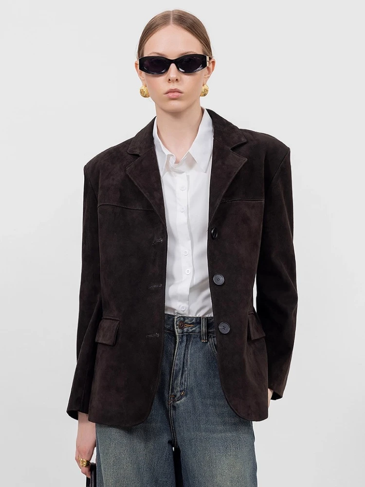 Classic Genuine Leather Blazer Jacket for Women High-end Simple Vintage Loose Real Goatskin Suede Coat jaqueta de couro feminina
Classic Genuine Leather Blazer Jacket for Women High-end Simple Vintage Loose Real Goatskin Suede Coat jaqueta de couro feminina