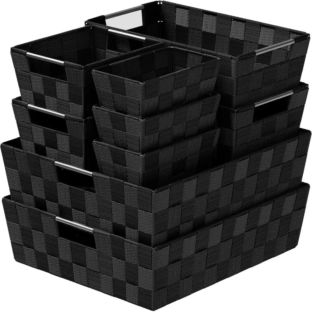 Baskets For Organizing Set Of 9 Black - Storage Baskets For Shelves - Perfect Closet Organizer Bins, Bathroom Basket, and Pantry
Baskets For Organizing Set Of 9 Black - Storage Baskets For Shelves - Perfect Closet Organizer Bins, Bathroom Basket, and Pantry