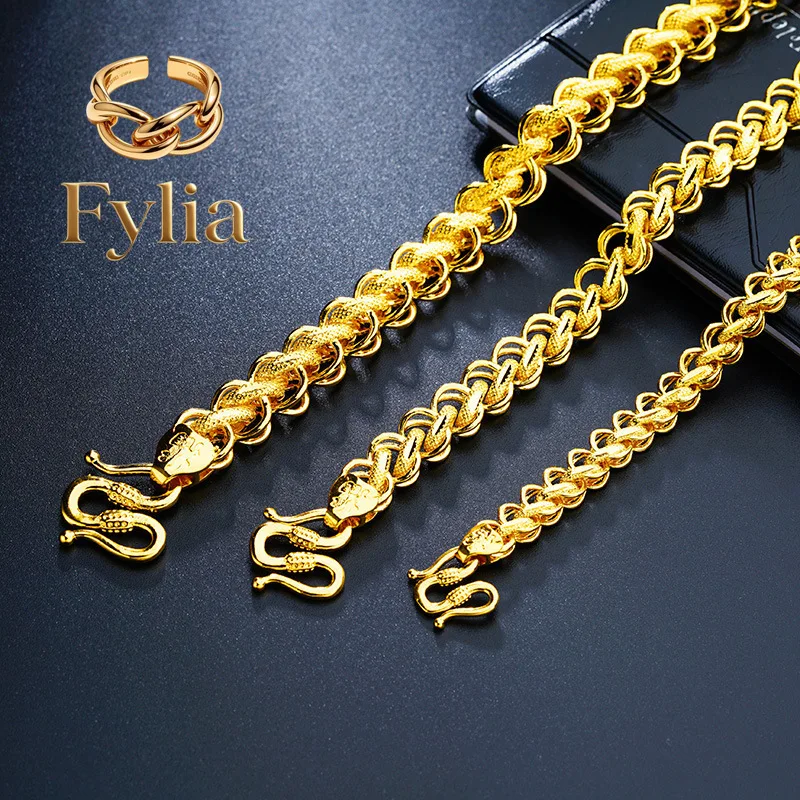 Fylia Jewelry Luxury 24K 9999 Pure Gold real gold Men's Thai Chain Necklace Men's Necklace
Fylia Jewelry Luxury 24K 9999 Pure Gold real gold Men's Thai Chain Necklace Men's Necklace