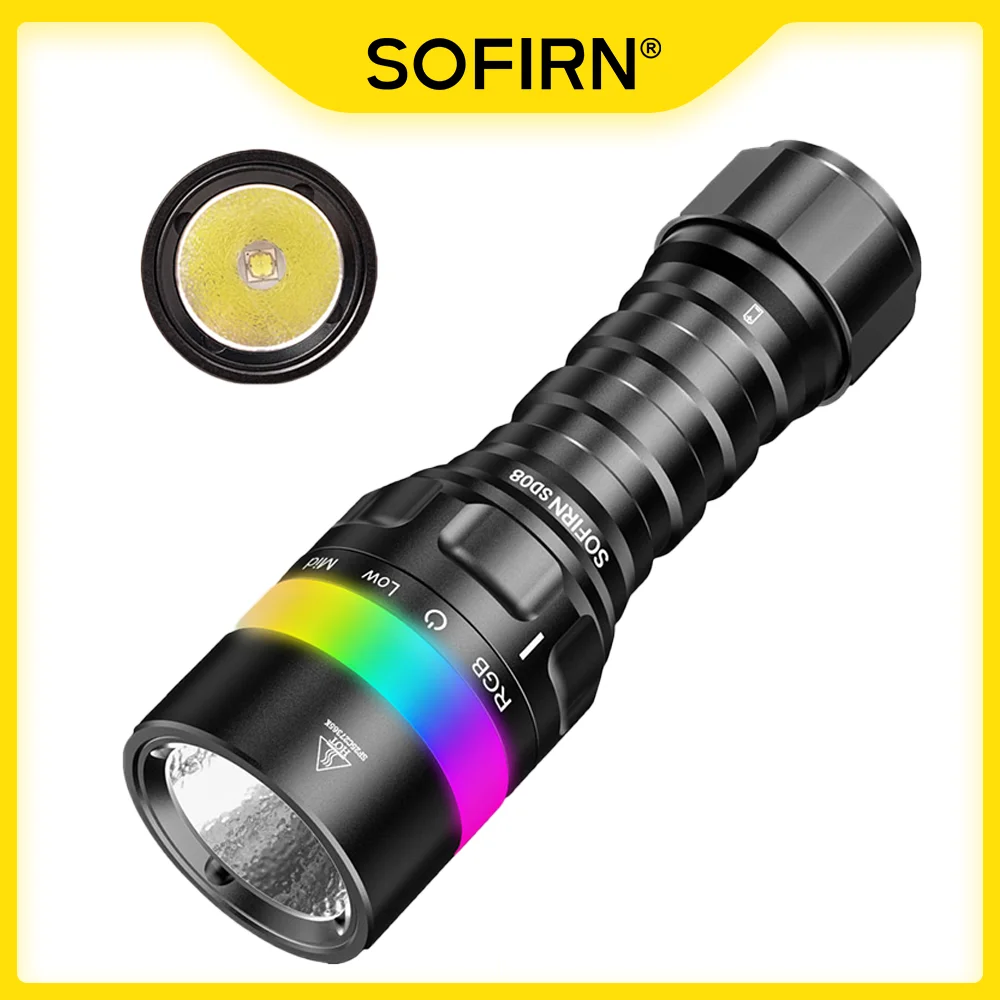 Sofirn SD08 Diving Flashlight 3200lm 385m SST70 LED 21700 USB C Rechargeable 360° Power Display RGB light Underwater Positioning
Sofirn SD08 Diving Flashlight 3200lm 385m SST70 LED 21700 USB C Rechargeable 360° Power Display RGB light Underwater Positioning