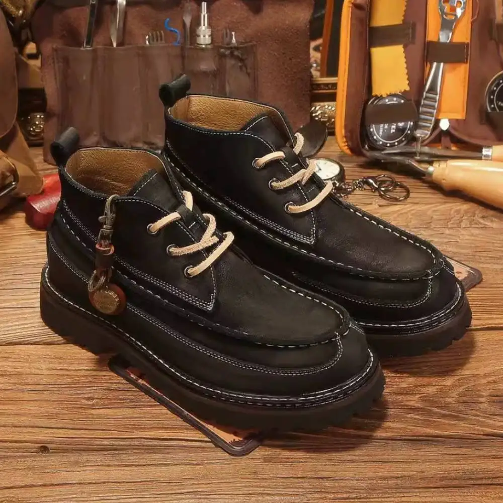 Vintage Men's Leather Shoes British Style Mid-Top Round Toe Boots Casual Genuine Leather Outdoor Motorcycles Boots
Vintage Men's Leather Shoes British Style Mid-Top Round Toe Boots Casual Genuine Leather Outdoor Motorcycles Boots