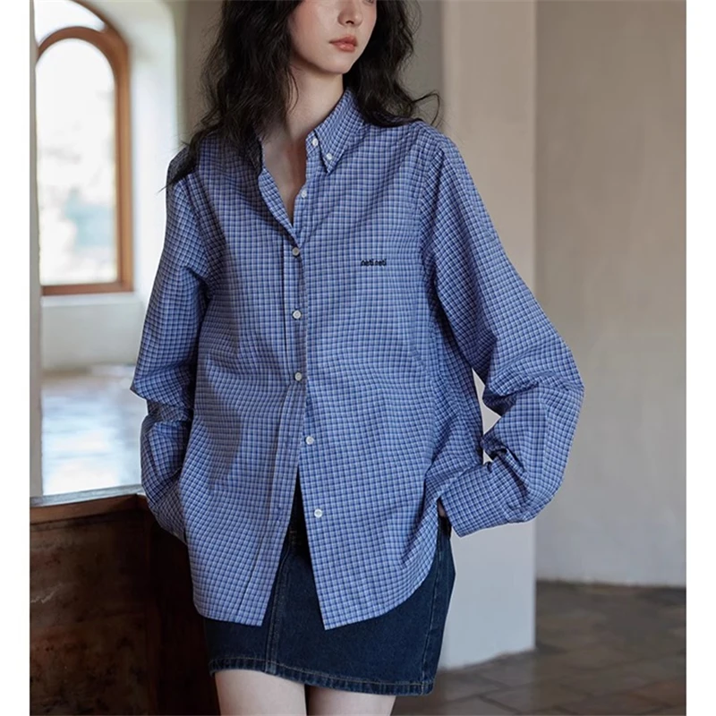Autumn Winter Long-sleeved Top Coat Loose Blue Plaid Shirts & Blouses Women Cardigan Shirt Woman Women's Clothing Korean Popular
Autumn Winter Long-sleeved Top Coat Loose Blue Plaid Shirts & Blouses Women Cardigan Shirt Woman Women's Clothing Korean Popular