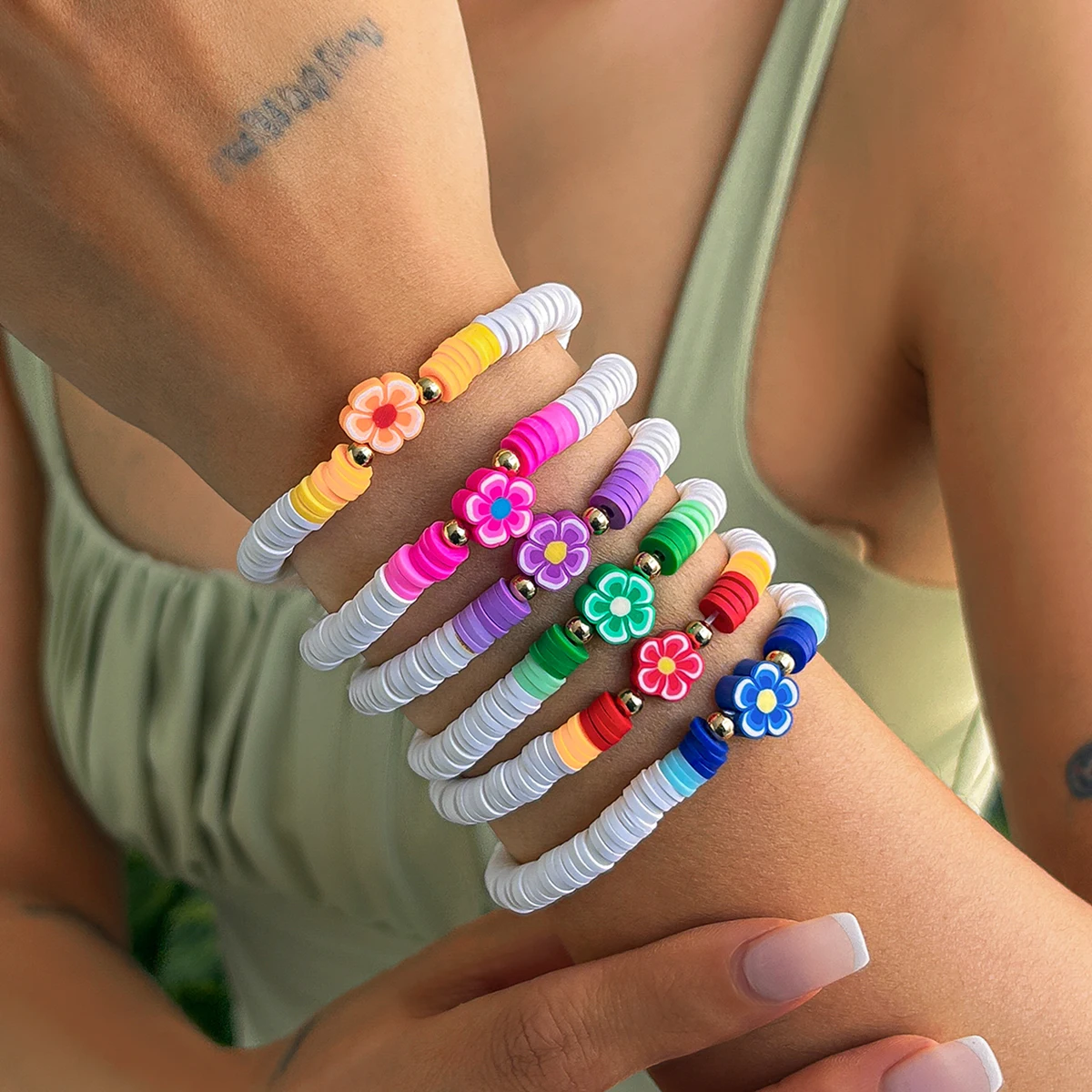 PuRui Bohemia Romantic Colorful Flower polymer clay Bracelets 6Pcs/Set for Women CCB Beads Cute Bangle Jewelr Accessories Gift
PuRui Bohemia Romantic Colorful Flower polymer clay Bracelets 6Pcs/Set for Women CCB Beads Cute Bangle Jewelr Accessories Gift