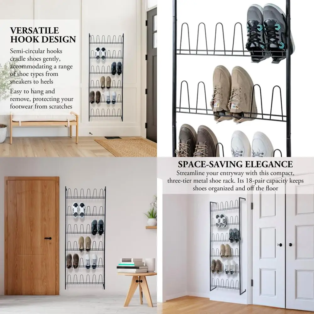 Vertical 70 Black Metal Shoe Rack with 36 Hooks, Holds 18 Pairs for Closet and Entryway Storage
Vertical 70 Black Metal Shoe Rack with 36 Hooks, Holds 18 Pairs for Closet and Entryway Storage