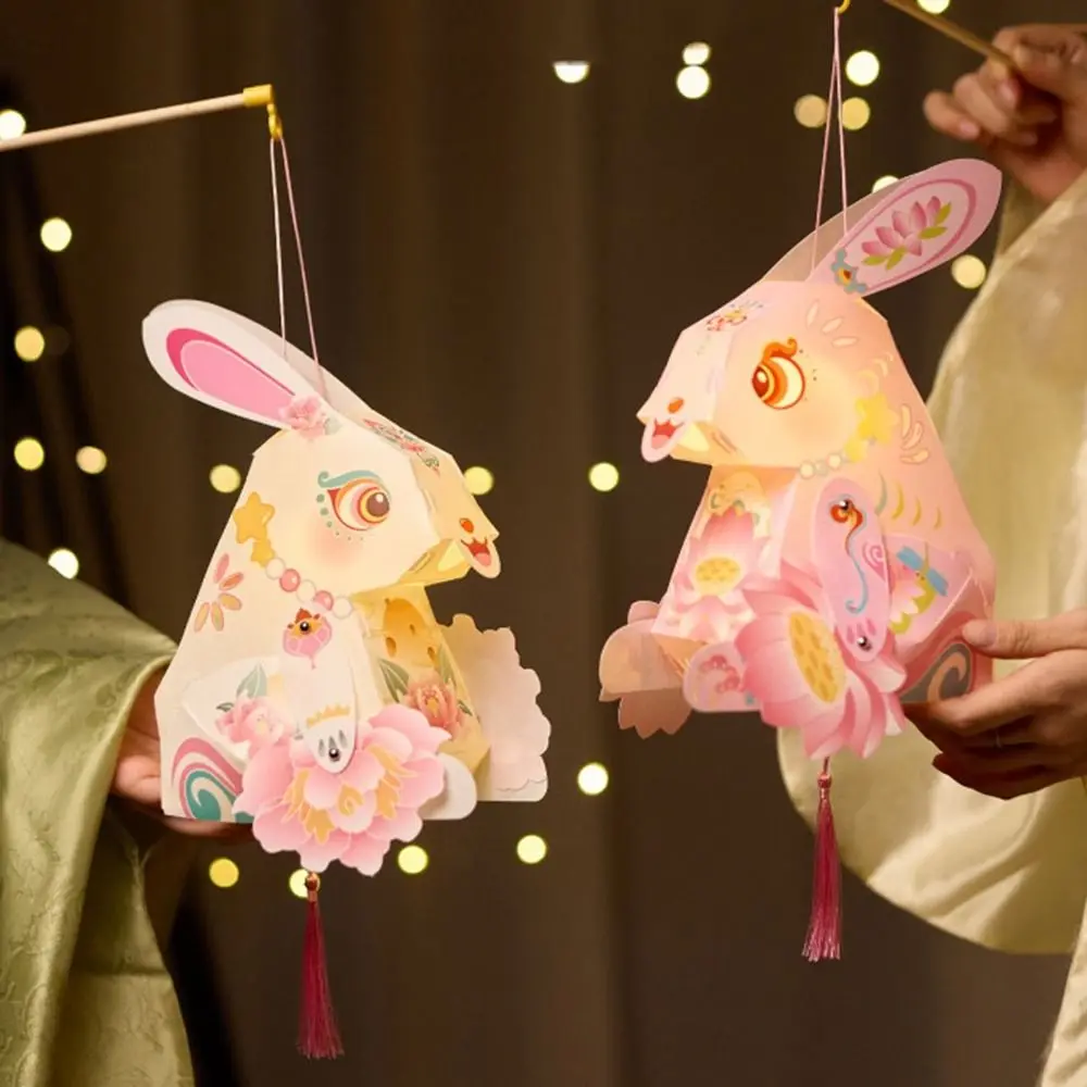 Paper Chinese Rabbit Lantern Cartoon Glowing Handheld Rabbit Lantern with Tassel LED DIY Material Package
Paper Chinese Rabbit Lantern Cartoon Glowing Handheld Rabbit Lantern with Tassel LED DIY Material Package