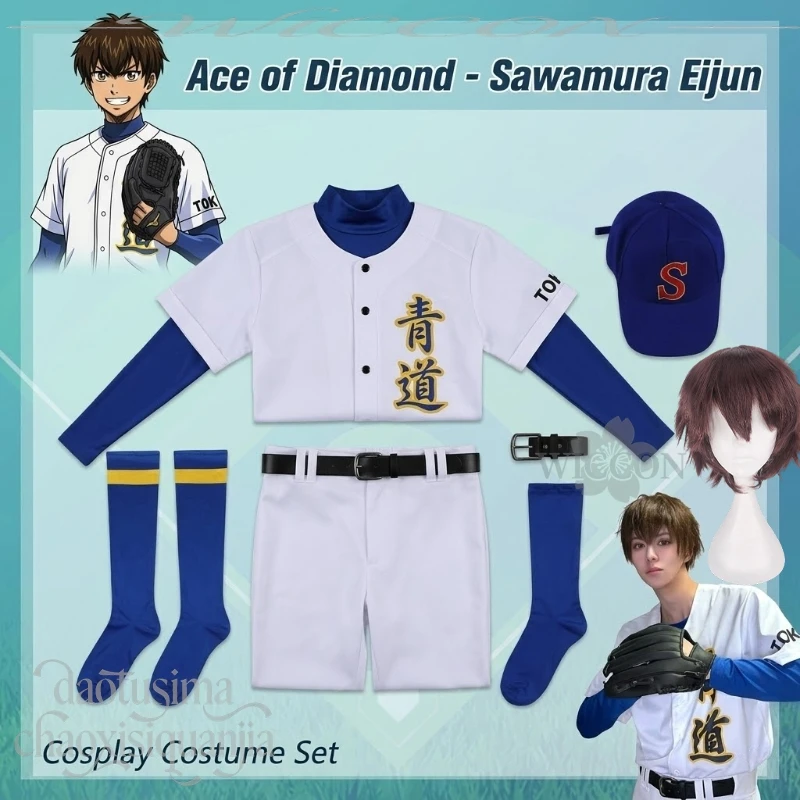 Sawamura Eijun Cosplay Anime Ace Of Diamond Baseball Uniform Blue Hat White Vest Pants Belt Wigs Sporty Style Suit Halloween Cos
Sawamura Eijun Cosplay Anime Ace Of Diamond Baseball Uniform Blue Hat White Vest Pants Belt Wigs Sporty Style Suit Halloween Cos