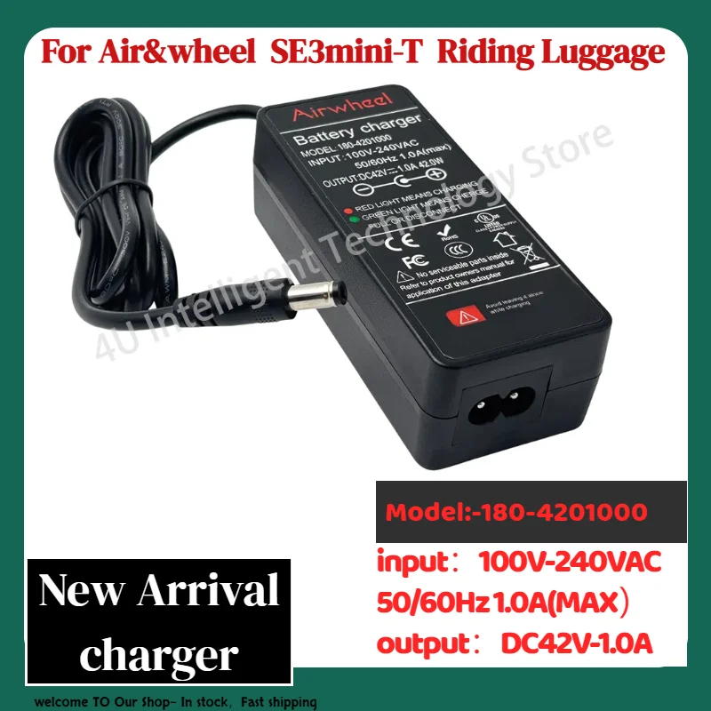 42V1A Charger for Airwheel Electric Luggage Smart SE3mini-T High-Safety Replacement Power Adapter For air wheel luggage battery
42V1A Charger for Airwheel Electric Luggage Smart SE3mini-T High-Safety Replacement Power Adapter For air wheel luggage battery