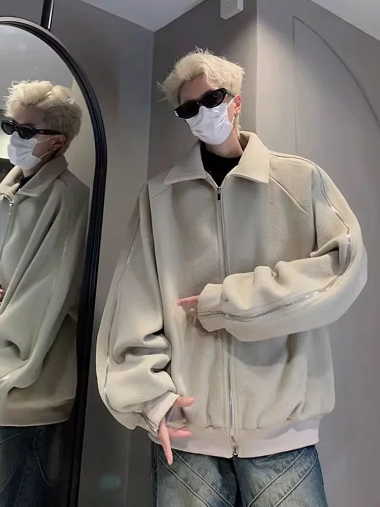 Cleanfit Men's ort Woolen Jaet Autumn Winter Flip Collar Workwear Coat Multiple Zippers Trendy Design Polyester Fiber
Cleanfit Men's ort Woolen Jaet Autumn Winter Flip Collar Workwear Coat Multiple Zippers Trendy Design Polyester Fiber