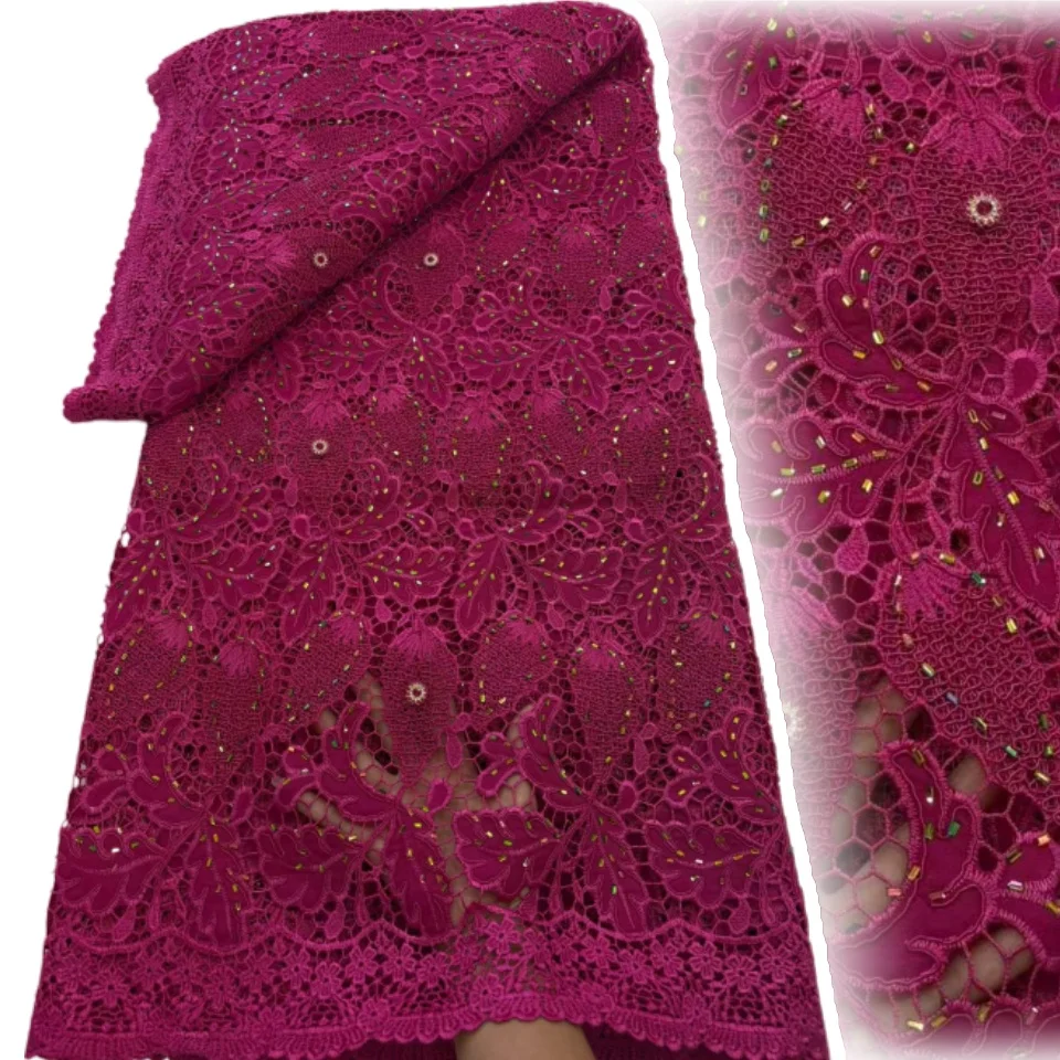 African Stones Guipure Lace Fabrics 5 Yards 2026 High Quality Nigerian Water Soluble Lace for Women Wedding Dresses AA2973
African Stones Guipure Lace Fabrics 5 Yards 2026 High Quality Nigerian Water Soluble Lace for Women Wedding Dresses AA2973