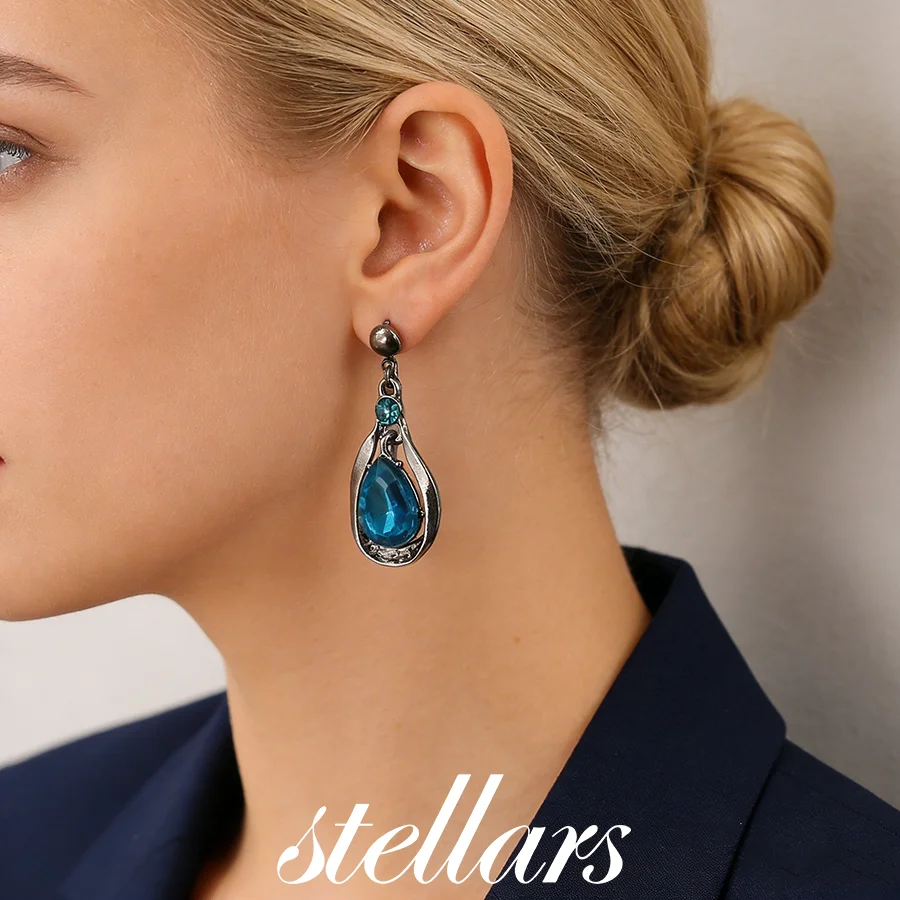 Stylish Versatile Blue Moissanite Crystal Vintage Teardrop Earrings for Women Elegant Jewelry Accessory
Stylish Versatile Blue Moissanite Crystal Vintage Teardrop Earrings for Women Elegant Jewelry Accessory