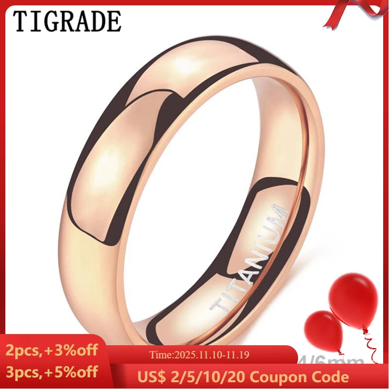 Tigrade Women Ring Titanium 18K Rose Gold Plated Polished 2/4/6mm Classic Rings for Male Female Wedding Engagement Band Couple
Tigrade Women Ring Titanium 18K Rose Gold Plated Polished 2/4/6mm Classic Rings for Male Female Wedding Engagement Band Couple