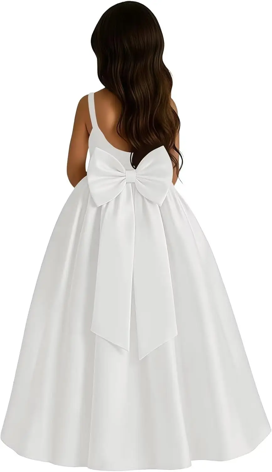 Satin Flower Girl Dress with Big Bow Elegant Sleeveless A-Line Ball Gowns Formal Communion Wedding Party Dresses
Satin Flower Girl Dress with Big Bow Elegant Sleeveless A-Line Ball Gowns Formal Communion Wedding Party Dresses