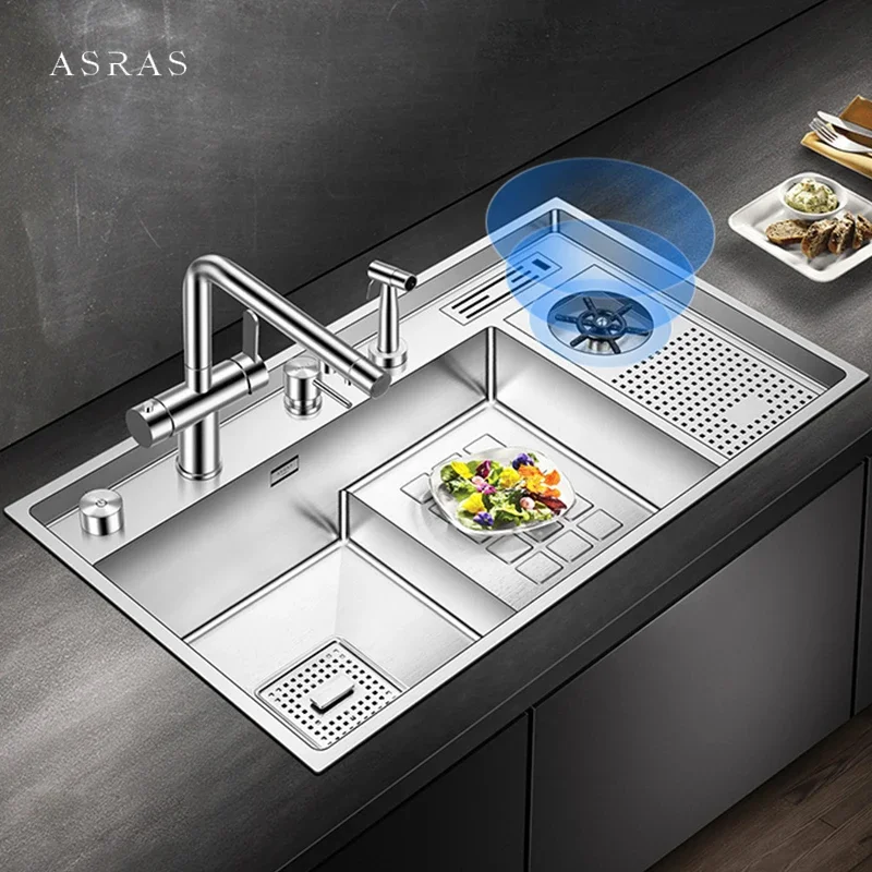 ASRAS SUS 304 Stainless Steel Large Size Stepped Kitchen Sinks 4mm Thickness Handmade Brushed Cup Rinser Stepped Sinks
ASRAS SUS 304 Stainless Steel Large Size Stepped Kitchen Sinks 4mm Thickness Handmade Brushed Cup Rinser Stepped Sinks