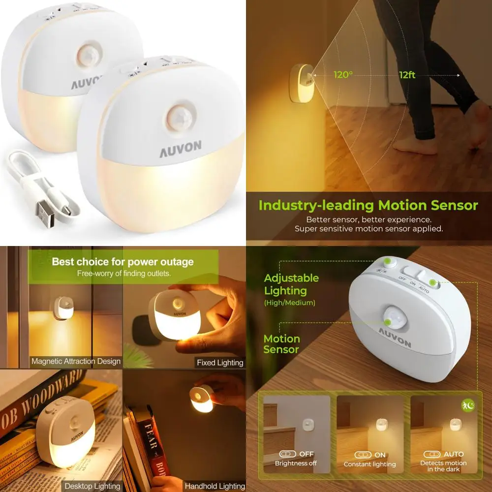Ночник с перезаряжаемой батареей auvon, мини с датчиком движения, теплый белый светодиодный светильник для шкафа с датчиком сумерения до рассвета,
Ночник с перезаряжаемой батареей auvon, мини с датчиком движения, теплый белый светодиодный светильник для шкафа с датчиком сумерения до рассвета,