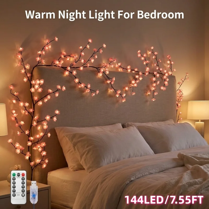 DIY Cherry Enchanted Willow Vine Lights,7.55/6.2/3.9 FT 144/96/48 LED Cherry Blossom Lights with Remote Timer,8 Lighting Modes,LED Tree Branch Light for Wall,Cherry Blossom Wall Decor for Bedroom Home
DIY Cherry Enchanted Willow Vine Lights,7.55/6.2/3.9 FT 144/96/48 LED Cherry Blossom Lights with Remote Timer,8 Lighting Modes,LED Tree Branch Light for Wall,Cherry Blossom Wall Decor for Bedroom Home