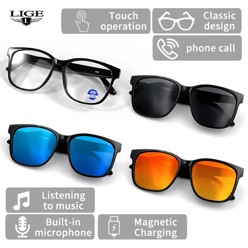 LIGE Smart Bluetooth Glasses UV Protection Anti-blue Light Sunglasses Music Playback Voice Assistant Smart Glasses Fashion Men
LIGE Smart Bluetooth Glasses UV Protection Anti-blue Light Sunglasses Music Playback Voice Assistant Smart Glasses Fashion Men