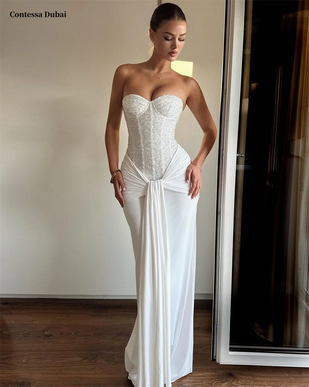 Contessa Dubai индивидуальное белое платье для выпускного без бретелек без рукавов с блестящей трубой Vestidos de noche вечернее платье длиной до щиколотки
Contessa Dubai индивидуальное белое платье для выпускного без бретелек без рукавов с блестящей трубой Vestidos de noche вечернее платье длиной до щиколотки