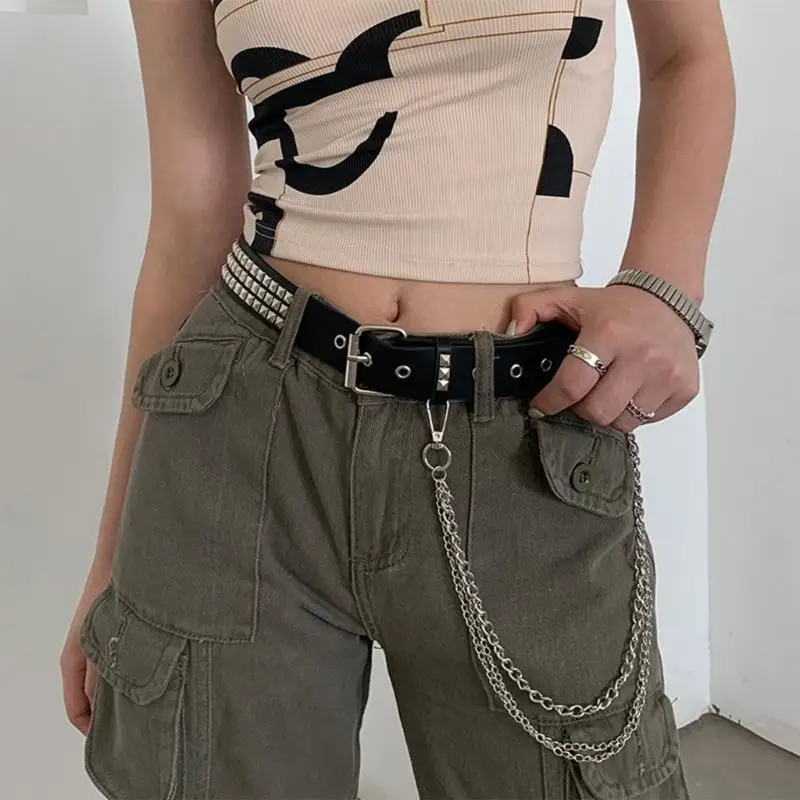 652F Adult Pin Buckle Waist Belt Luxurious Waist Belt with Dangle Chain Adjustable Length Rivet Waist Belt for Nightclub
652F Adult Pin Buckle Waist Belt Luxurious Waist Belt with Dangle Chain Adjustable Length Rivet Waist Belt for Nightclub