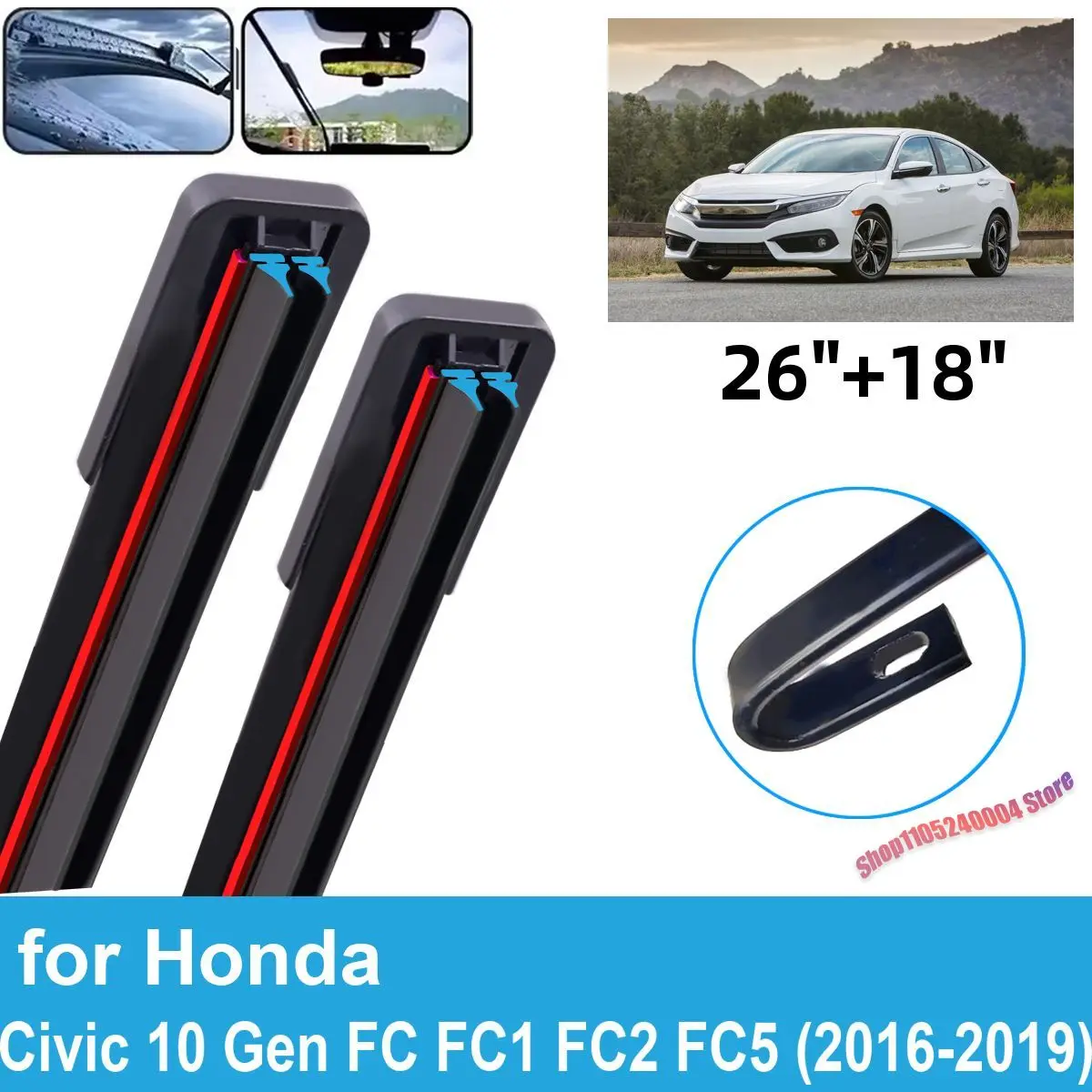 For Honda Civic 10 Gen FC FC1 FC2 FC5 2016 - 2019 2PCS Front Windscreen Windshield Wiper Blades Double Rubber Car Accessories
For Honda Civic 10 Gen FC FC1 FC2 FC5 2016 - 2019 2PCS Front Windscreen Windshield Wiper Blades Double Rubber Car Accessories