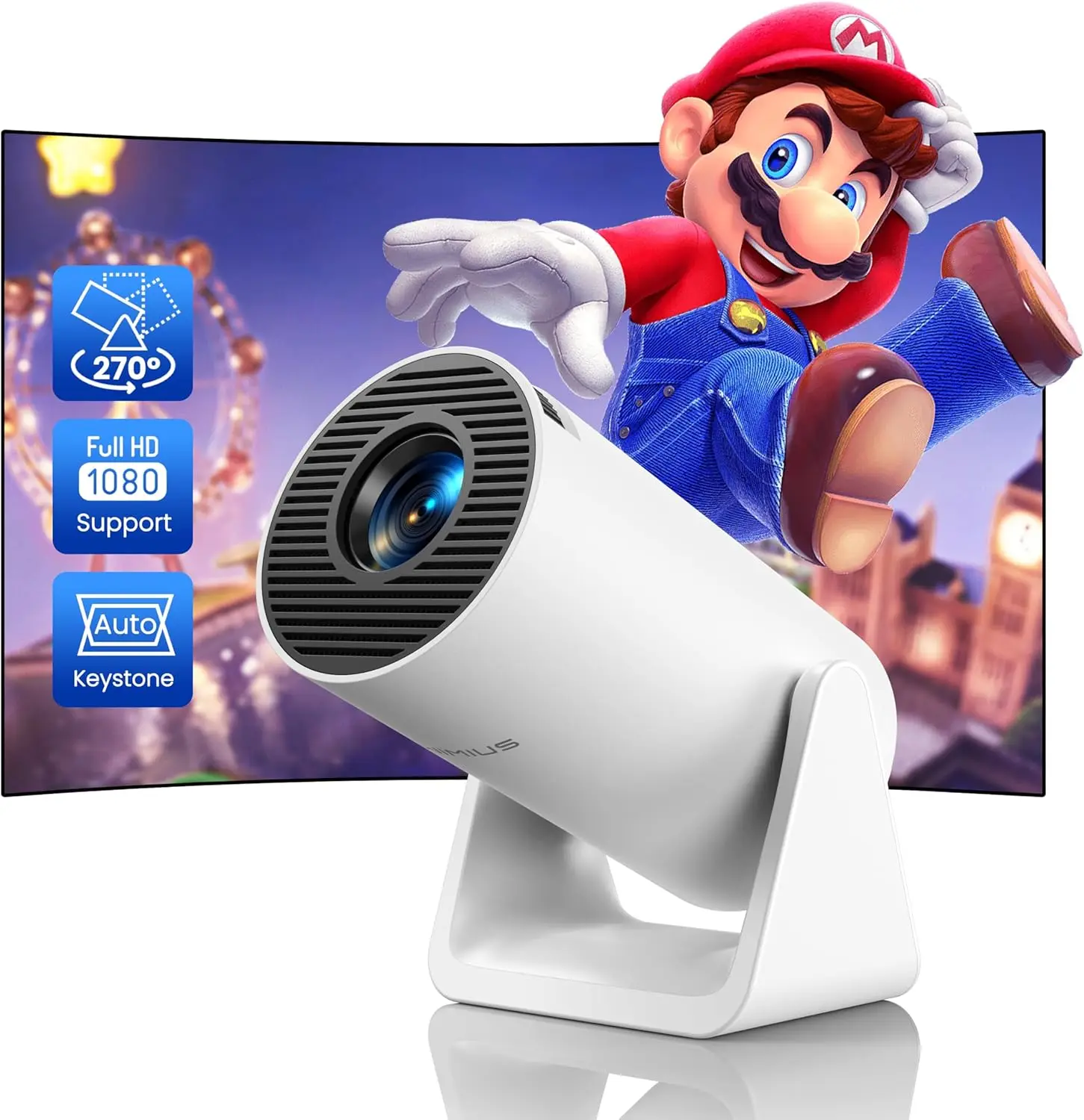 Short Throw Mini Projector 1080P, Auto Keystone, WiFi & Bluetooth, Portable Outdoor Movie Projector with Adjustable Stand
Short Throw Mini Projector 1080P, Auto Keystone, WiFi & Bluetooth, Portable Outdoor Movie Projector with Adjustable Stand