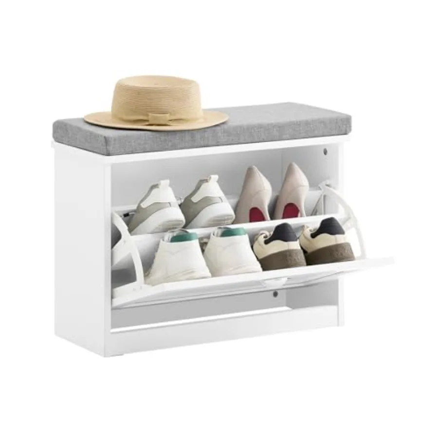 Small Shoe Storage Bench with Cushion, Shoe Rack for Entryway, Small Shoe Cabinet with 2 Tiers Flip-Drawer, FSR195-K-W
Small Shoe Storage Bench with Cushion, Shoe Rack for Entryway, Small Shoe Cabinet with 2 Tiers Flip-Drawer, FSR195-K-W