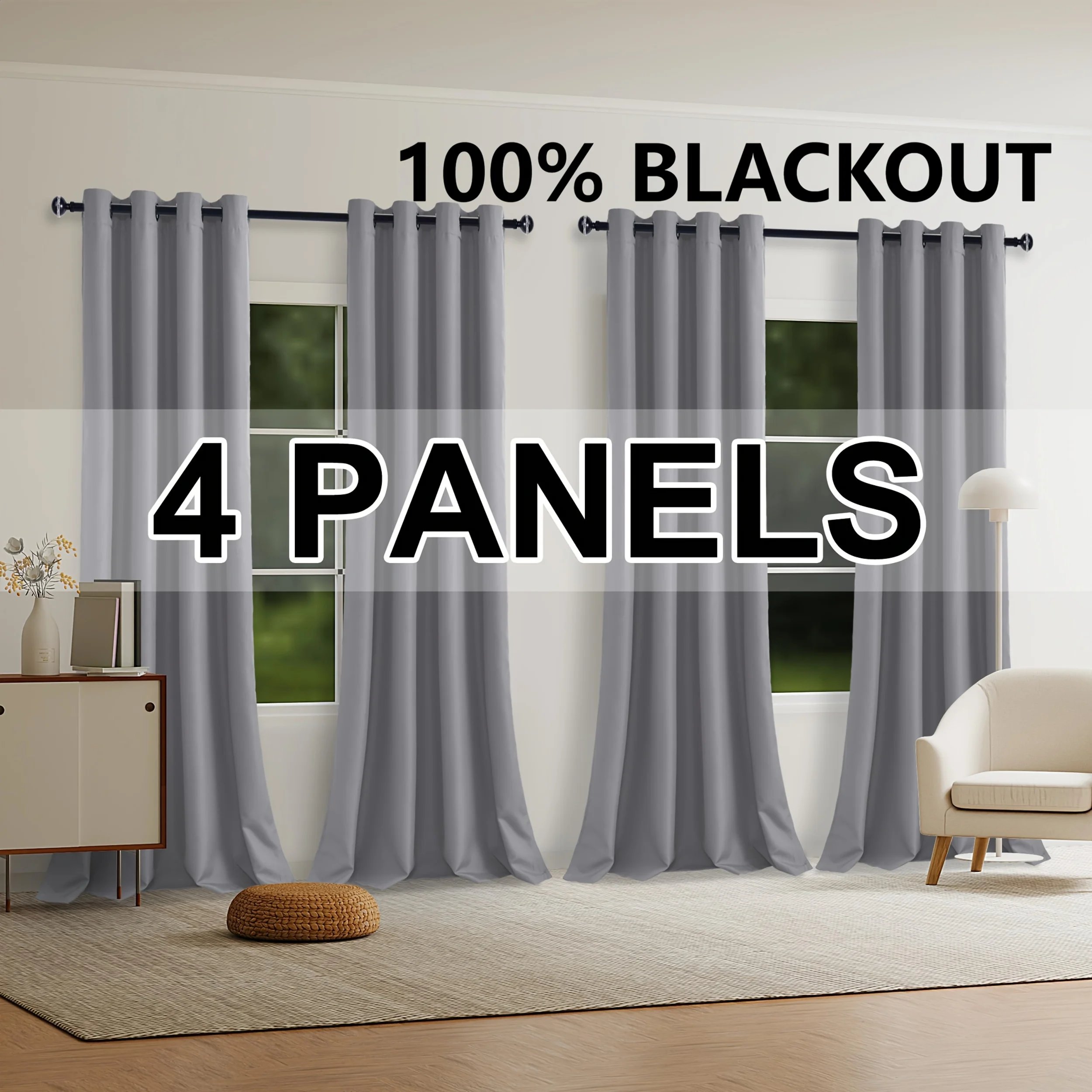 Double-layer Blackout Curtains With 4 Panels - Plain Weave Fabric + Black, Suitable For Indoor Use.
Double-layer Blackout Curtains With 4 Panels - Plain Weave Fabric + Black, Suitable For Indoor Use.