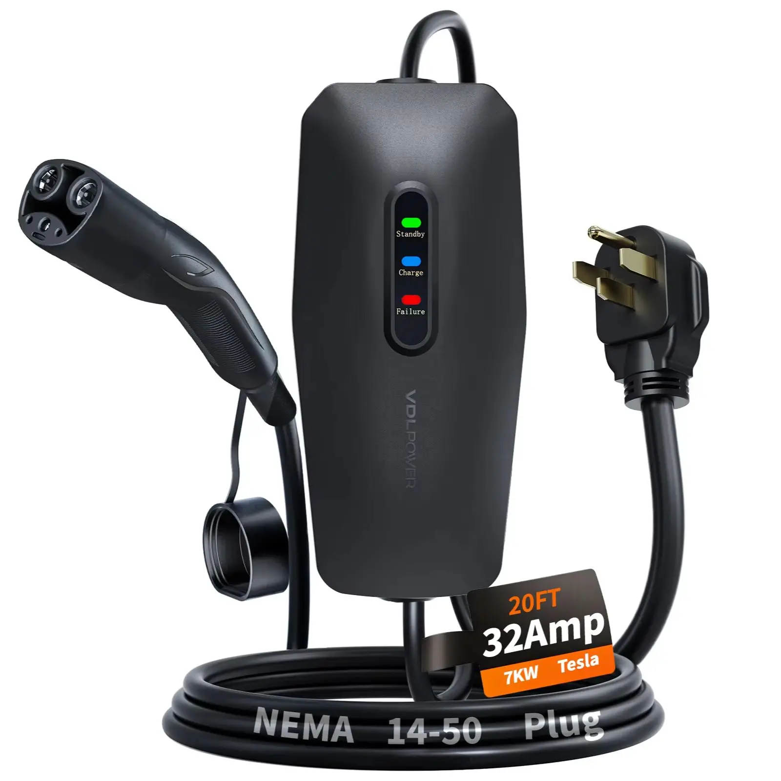 VDL EV Charger Level 2 Tesla Charger 32Amp, 7KW Electric Vehicle Portable Charger with 20FT Cable, Home EV Charging Station for Tesla Models Y/X/3/S, 240V NEMA 14-50 Plug
VDL EV Charger Level 2 Tesla Charger 32Amp, 7KW Electric Vehicle Portable Charger with 20FT Cable, Home EV Charging Station for Tesla Models Y/X/3/S, 240V NEMA 14-50 Plug