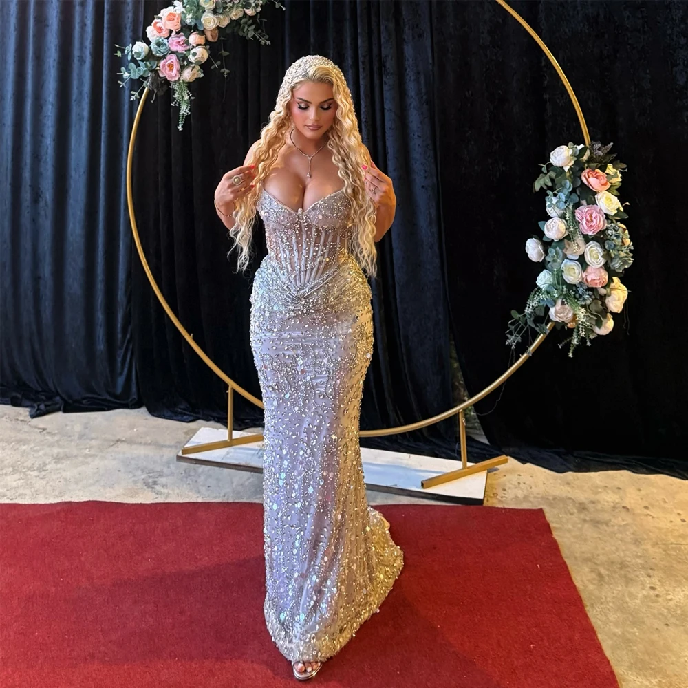Strapless Mermaid Luxury Evening Gowns Formal Sparkling Beading Tulle Sexy Corset Party Prom Dresses Robe De Soiree Customized
Strapless Mermaid Luxury Evening Gowns Formal Sparkling Beading Tulle Sexy Corset Party Prom Dresses Robe De Soiree Customized