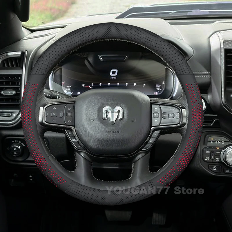 Car Leather Steering Wheel Cover For New RAM 1500 RH0 2025 Summer Anti-slip Auto Steering Wheel RAM 1500 RHO Accessories 
Car Leather Steering Wheel Cover For New RAM 1500 RH0 2025 Summer Anti-slip Auto Steering Wheel RAM 1500 RHO Accessories