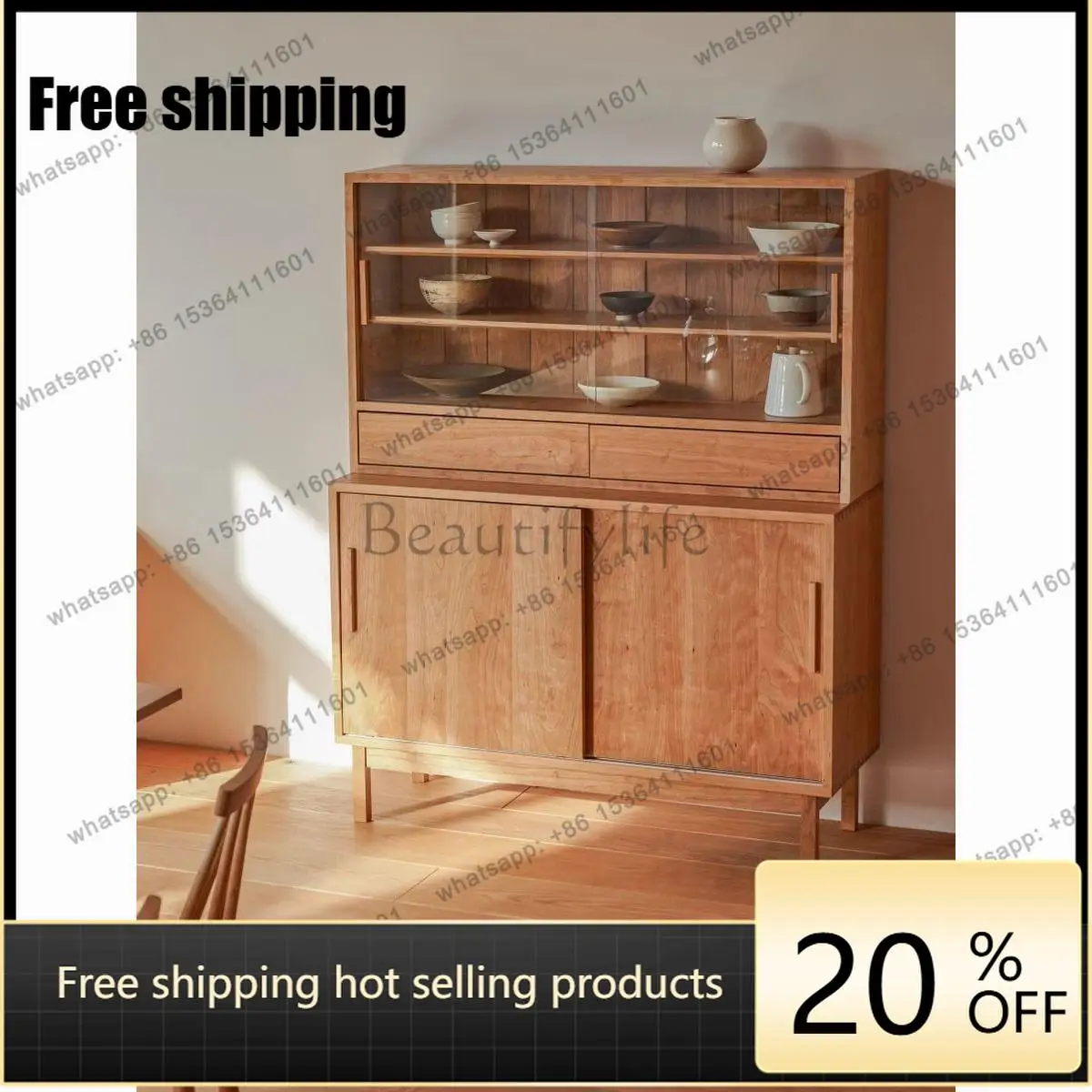 LD Nordic new Chinese style push door dining side cabinet living room against the wall storage cabinet
LD Nordic new Chinese style push door dining side cabinet living room against the wall storage cabinet