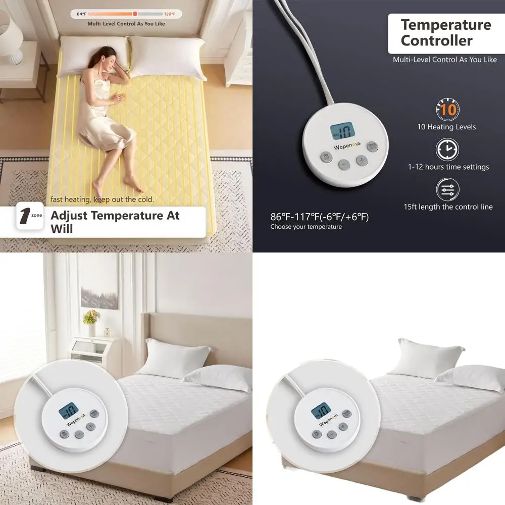 Полноразмерный наматрасник с подогревом, 10 настроек, таймер 1–12 часов, глубоким карманом, микрофиброй, можно стирать в машине, 54x75
Полноразмерный наматрасник с подогревом, 10 настроек, таймер 1–12 часов, глубоким карманом, микрофиброй, можно стирать в машине, 54x75