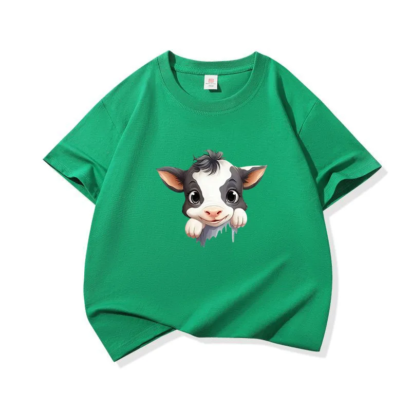Kids Pure Cotton T Shirt Black And White Baby Peeking Cow Print Crew Neck Short Sleeve Tee Casual Boys Girls Summer Tops
Kids Pure Cotton T Shirt Black And White Baby Peeking Cow Print Crew Neck Short Sleeve Tee Casual Boys Girls Summer Tops