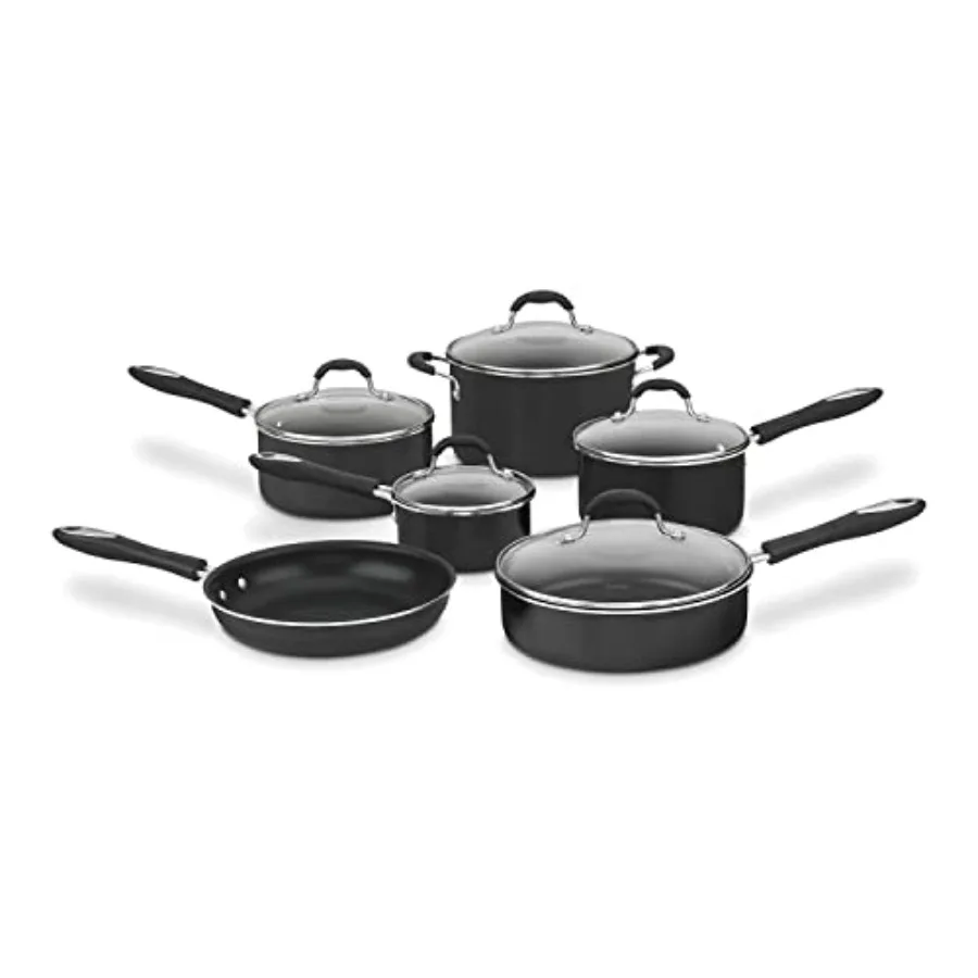 Nonstick Cookware Set 11-Piece with Aluminum Core for Quick and Even Heating Easy Grip Handles Dishwasher Safe Black
Nonstick Cookware Set 11-Piece with Aluminum Core for Quick and Even Heating Easy Grip Handles Dishwasher Safe Black
