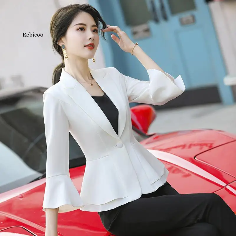 Office Ladies Three Quarter Flare Sleeve Blazer for Women Fashion Ruffle Suit Jackets Coats Beige White Women's Slim Fit Blazers
Office Ladies Three Quarter Flare Sleeve Blazer for Women Fashion Ruffle Suit Jackets Coats Beige White Women's Slim Fit Blazers