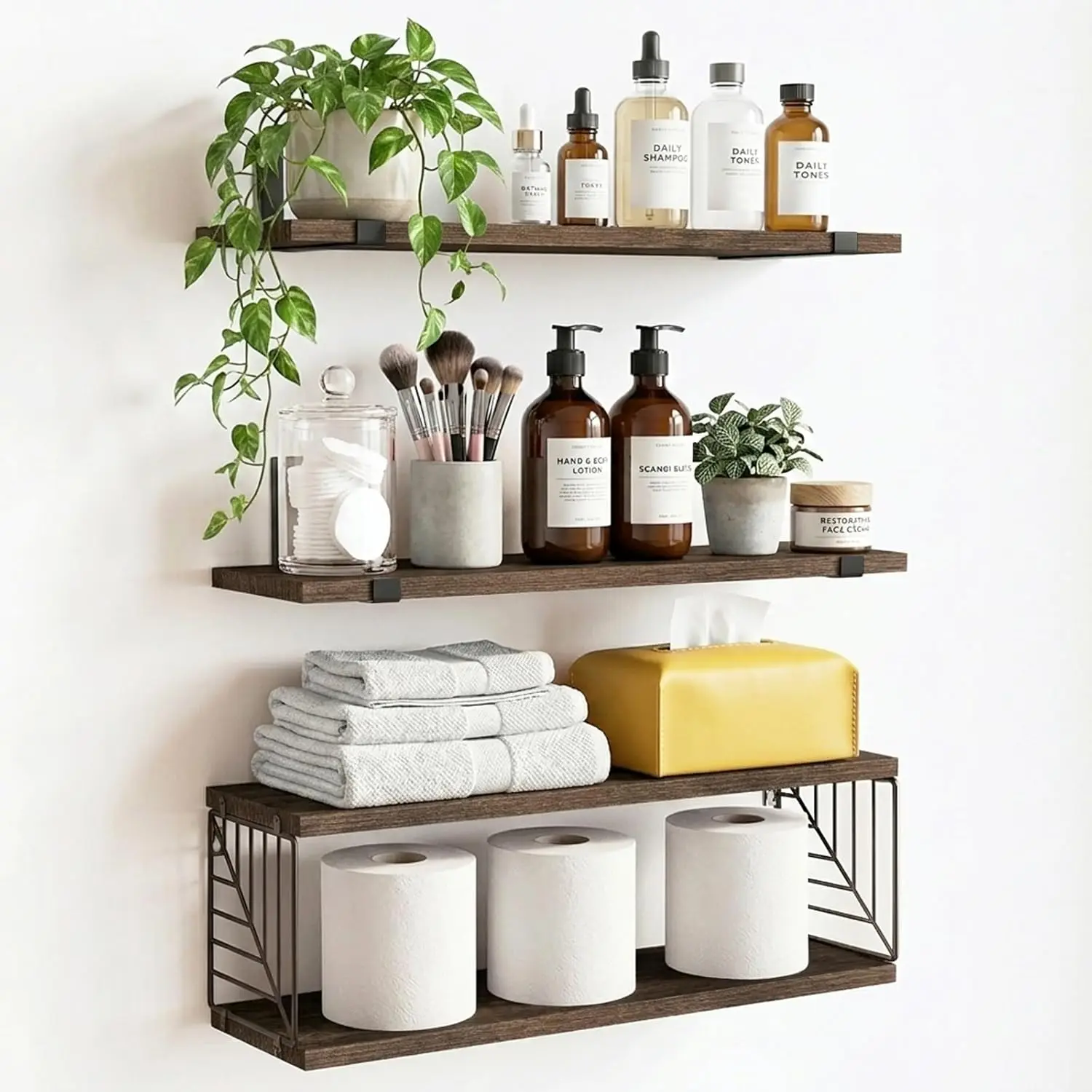 Bathroom Floating Shelves Over Toilet, 15.8in Farmhouse Rustic Wood Shelves, Wall Decor for Bathroom, Living Room, Bedr
Bathroom Floating Shelves Over Toilet, 15.8in Farmhouse Rustic Wood Shelves, Wall Decor for Bathroom, Living Room, Bedr