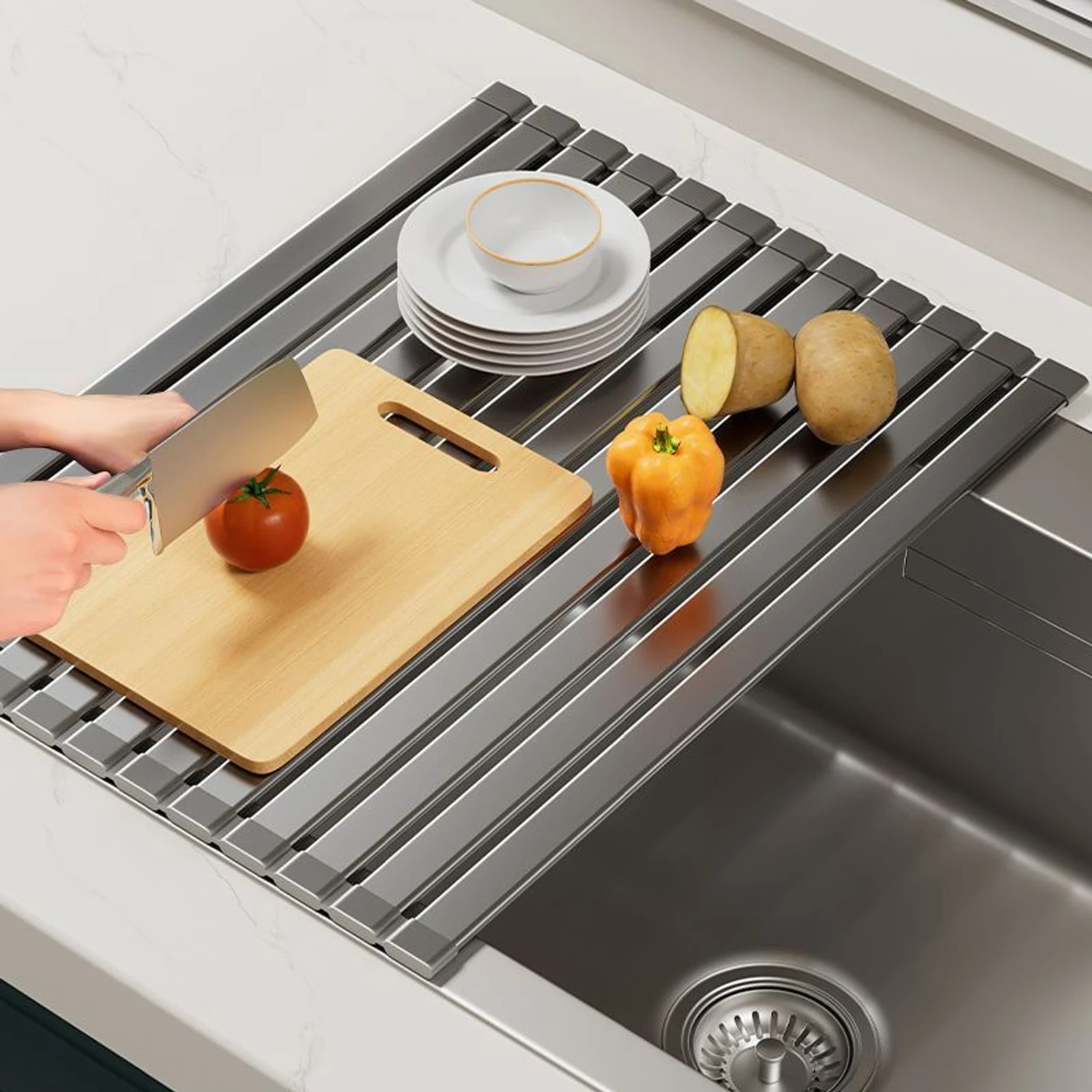 Foldable Heavy Duty Roll-Up Dish Drainer Space Saving Adjustable Height Heat Resistant and Detachable Sink Storage Rack Withr
Foldable Heavy Duty Roll-Up Dish Drainer Space Saving Adjustable Height Heat Resistant and Detachable Sink Storage Rack Withr