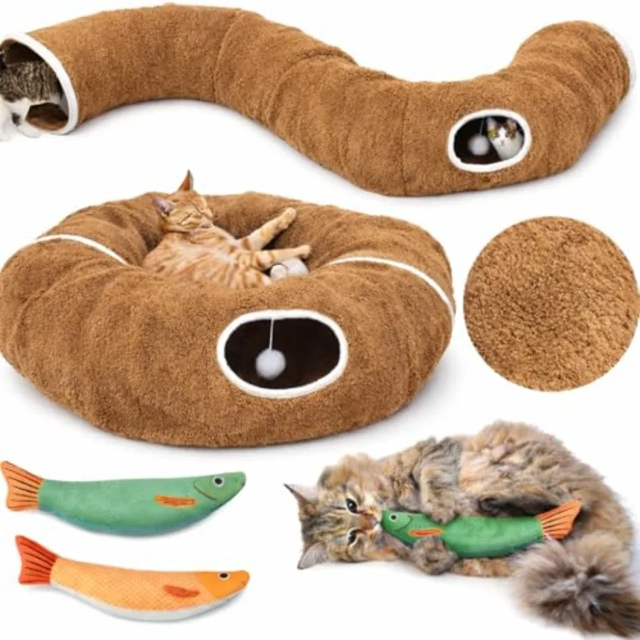 R1M Cat Tunnel Bed for Indoor Cats Cute Donut Tunnel Toys for Small Larger Cats with Two Fish Cat Toys Round Pet Peekaboo Cave
R1M Cat Tunnel Bed for Indoor Cats Cute Donut Tunnel Toys for Small Larger Cats with Two Fish Cat Toys Round Pet Peekaboo Cave