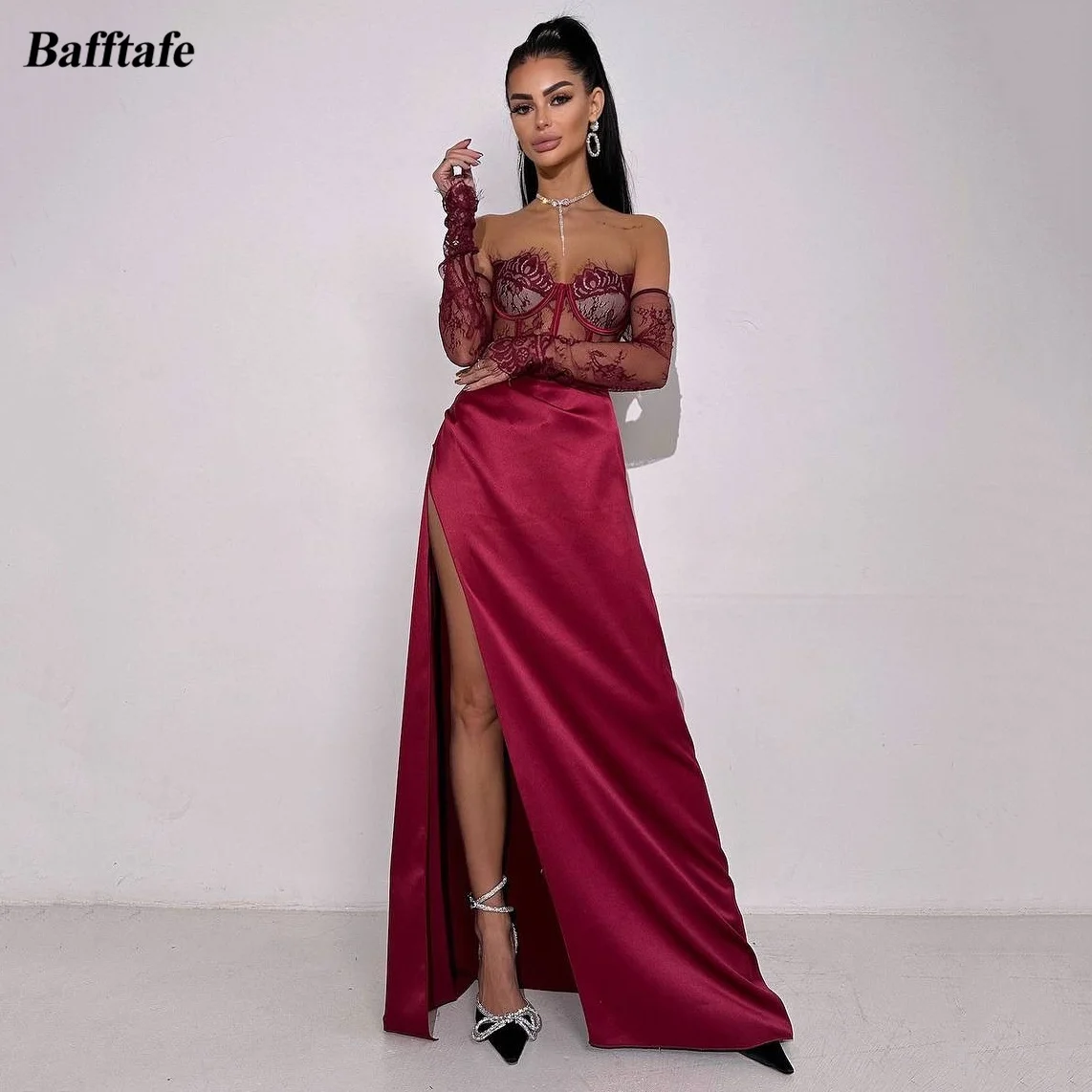 Bafftafe Customized Mermaid Satin Long Evening Dresses Lace Sweetheart Long Sleeves Women Prom Gowns Split Formal Party Dress
Bafftafe Customized Mermaid Satin Long Evening Dresses Lace Sweetheart Long Sleeves Women Prom Gowns Split Formal Party Dress