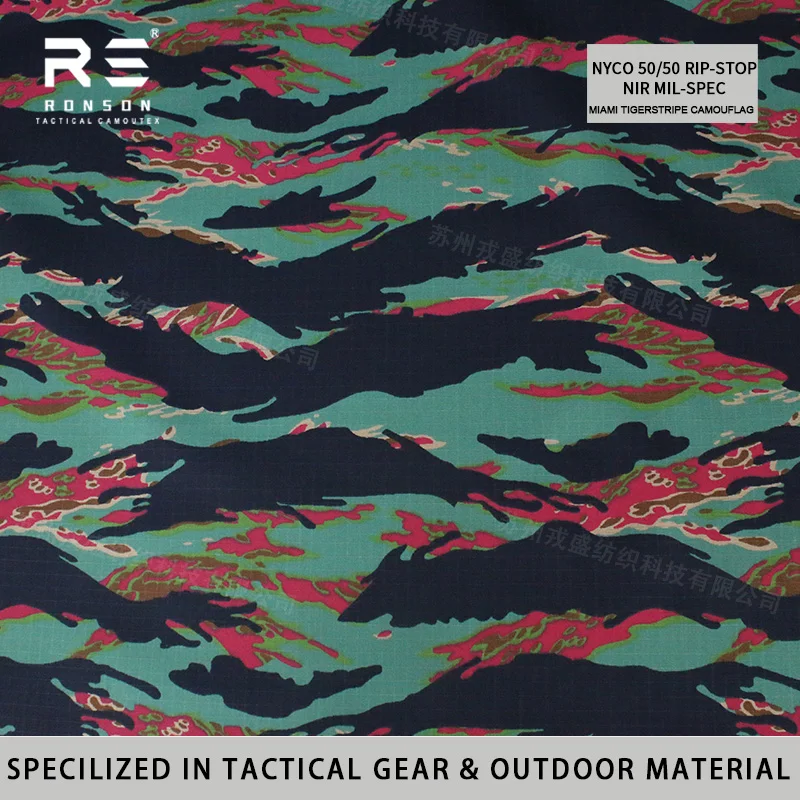 NYCO 50/50 Rip-stop Fabric Miami Tiger Stripe Camo fabric 50% Nylon 50% Cotton tactical fabric use for uniform in stock
NYCO 50/50 Rip-stop Fabric Miami Tiger Stripe Camo fabric 50% Nylon 50% Cotton tactical fabric use for uniform in stock