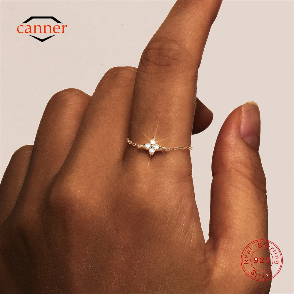 CANNER 925 Sterling Silver Clover Zircon Adjustable Chain Ring For Women Ins Exquisite Crystal Ring Jewelry Accessories Gift
CANNER 925 Sterling Silver Clover Zircon Adjustable Chain Ring For Women Ins Exquisite Crystal Ring Jewelry Accessories Gift