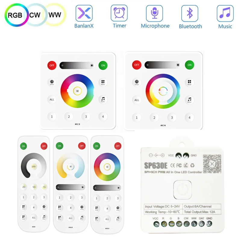 SP630E SPI Pixels 5CH All In One LED Controller DC5V-24V RGB RGBW RGBCCT PWM LED Light Remote Control WS2811 5050 3528 FCOB 2.4G
SP630E SPI Pixels 5CH All In One LED Controller DC5V-24V RGB RGBW RGBCCT PWM LED Light Remote Control WS2811 5050 3528 FCOB 2.4G