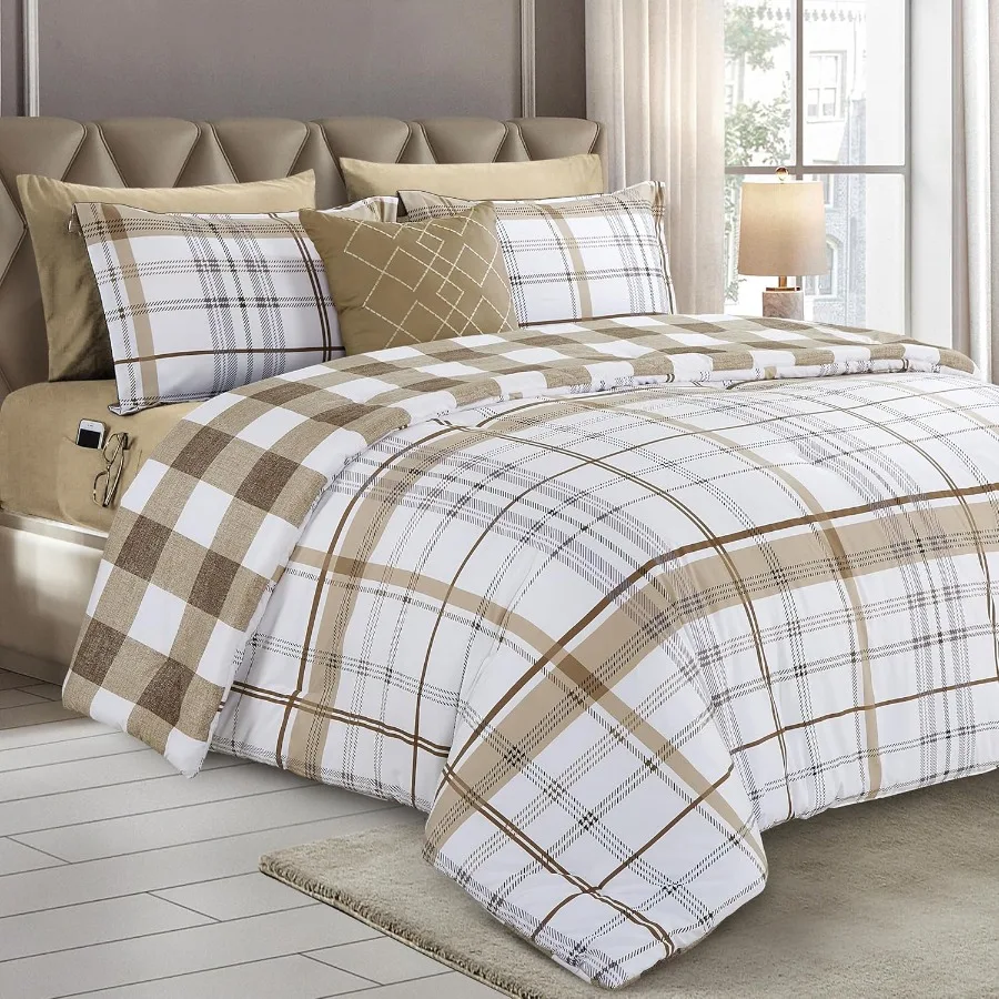 8-Piece Lodge Plaid Reversible Comforter Set - All Season Bed in a Bag with 4-Piece Sheet Set Featuring Smart Pockets Matching
8-Piece Lodge Plaid Reversible Comforter Set - All Season Bed in a Bag with 4-Piece Sheet Set Featuring Smart Pockets Matching