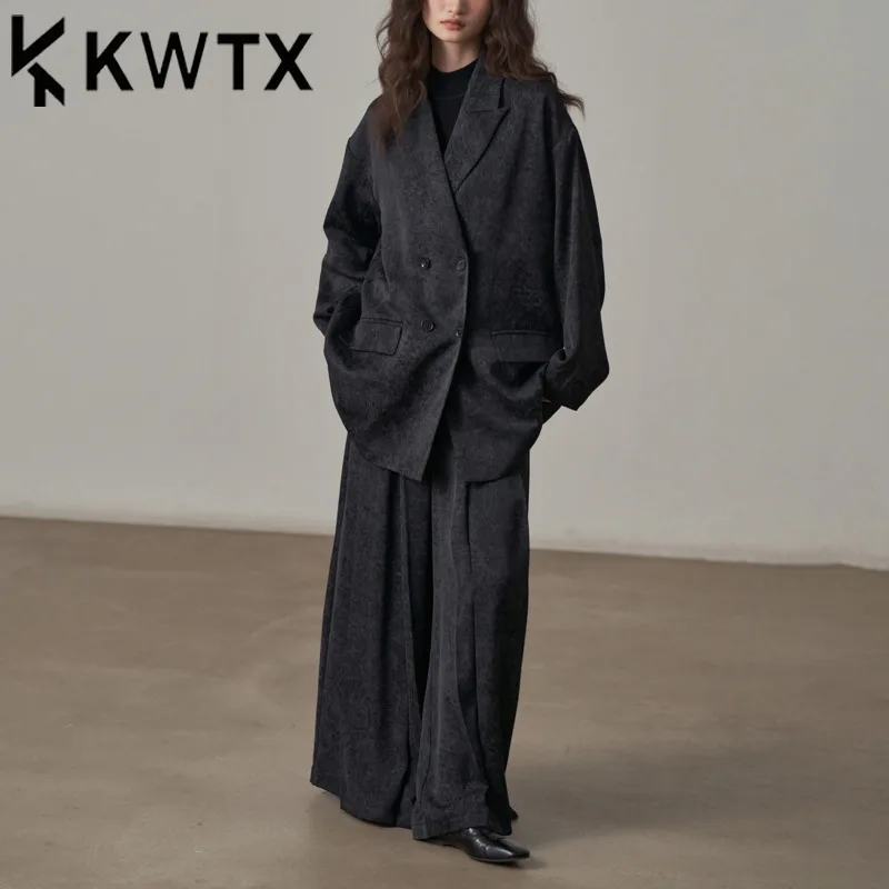 KWTX 2025 Spring Summer Women’s Two Piece Set Crinkle Blazer & Pleated Palazzo Pantsuit Retro Casual Chic Black Outfit
KWTX 2025 Spring Summer Women’s Two Piece Set Crinkle Blazer & Pleated Palazzo Pantsuit Retro Casual Chic Black Outfit