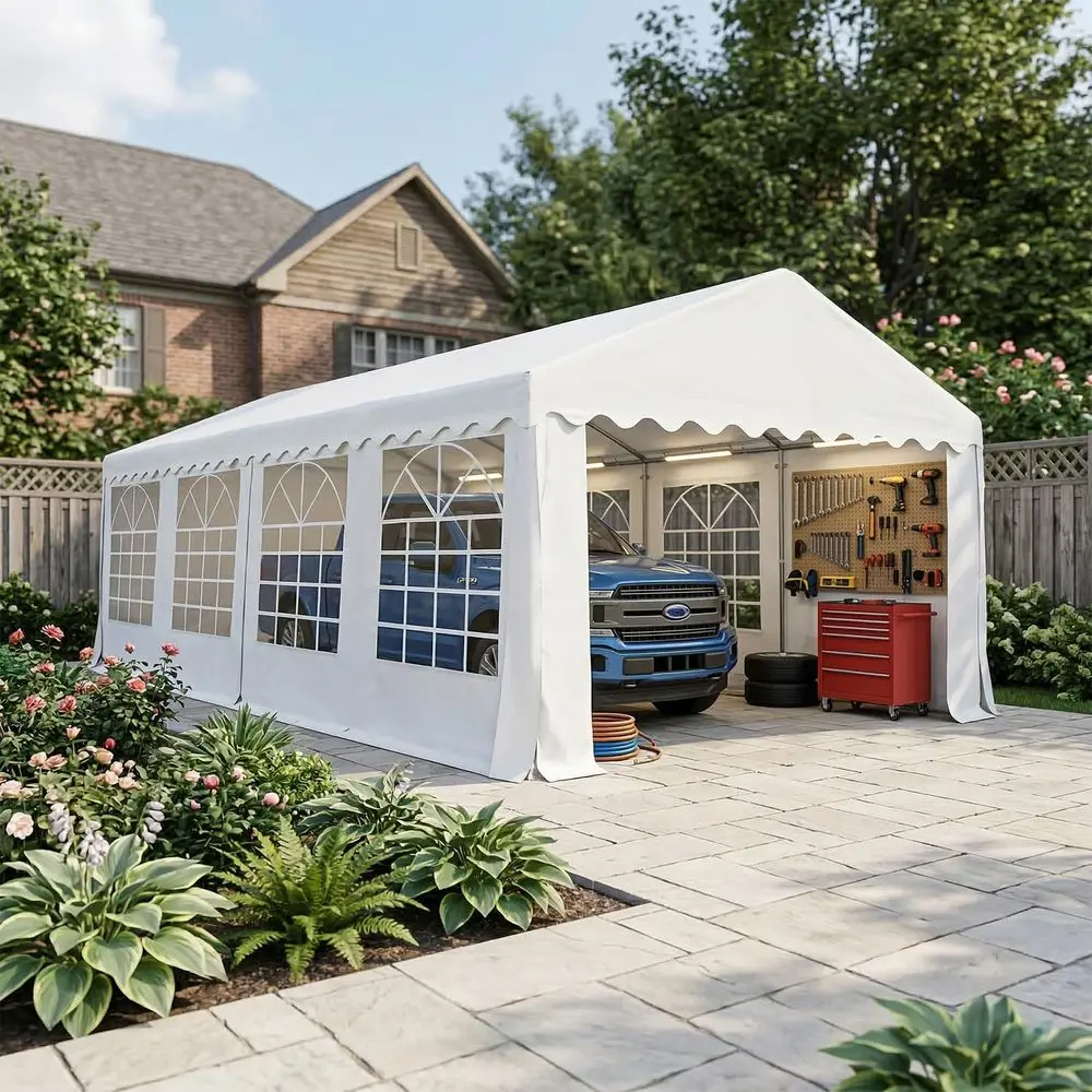 Duty Carport Canopy, 12x24FT, Folding Party Tent with Galvanized Steel Structure, Roll Windows amp Doors, Outdoor Portable Ga
Duty Carport Canopy, 12x24FT, Folding Party Tent with Galvanized Steel Structure, Roll Windows amp Doors, Outdoor Portable Ga
