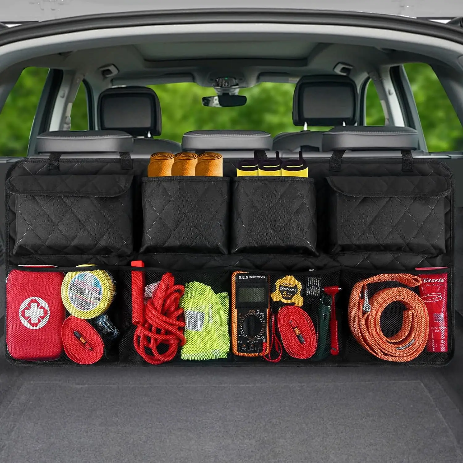 Car Trunk Hanging Organizer 3D Textured Extra-Long, Cotton-Padded, Reinforced Stitching, 8-Pocket Backseat Storage Bag for SUV,
Car Trunk Hanging Organizer 3D Textured Extra-Long, Cotton-Padded, Reinforced Stitching, 8-Pocket Backseat Storage Bag for SUV,